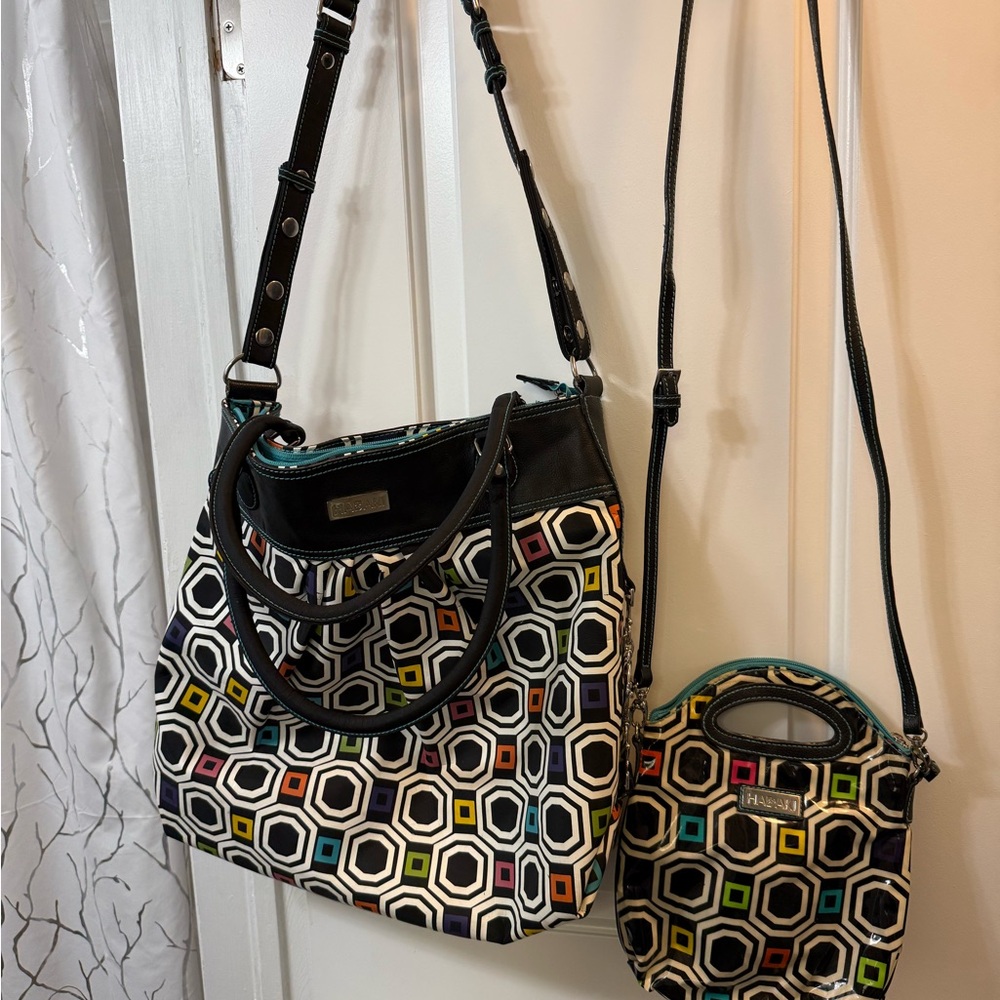 Vintage Hadaki Geometric Tote and Crossbody Set